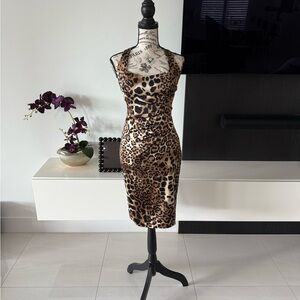 Cache Animal Print Midi Dress